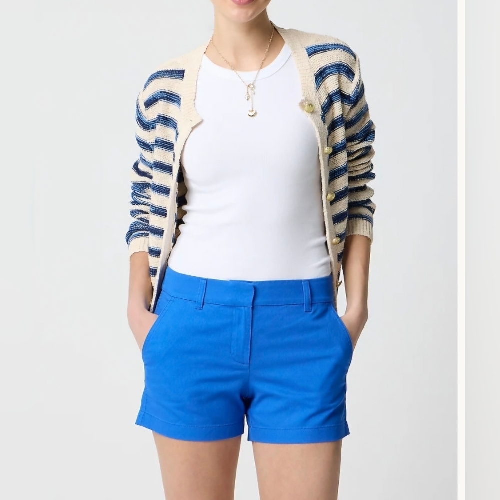 J. Crew Blue Chino Broken-in Shorts Cotton Blend Casual..SIZE:6